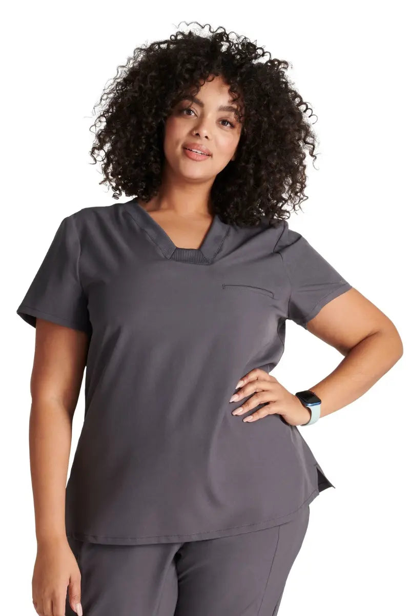 Allura Women's Mitered V-Neck Scrub Top | Pewter