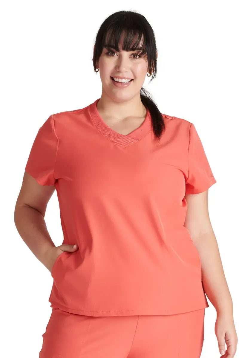 Allura Women's Stylized V-Neck Scrub Top | Cayenne