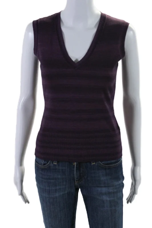 Capsule 121 Womens Purple Printed V-neck Sleeveless Tank Top