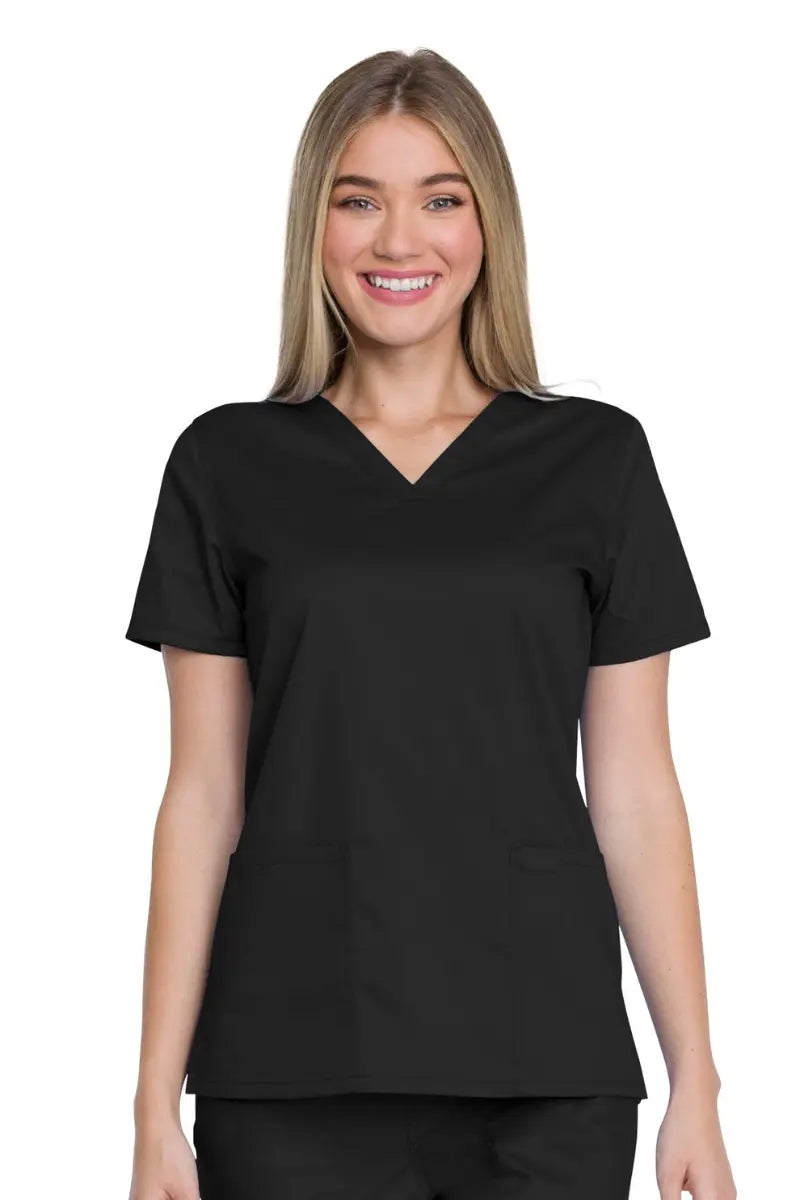 Dickies Industrial Women's V-Neck Scrub Top | Black