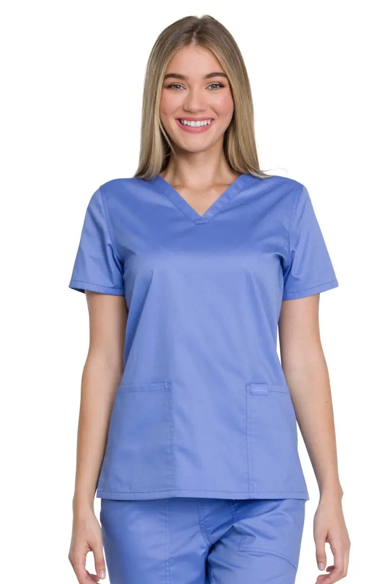 Dickies Industrial Women's V-Neck Scrub Top | Ceil Blue