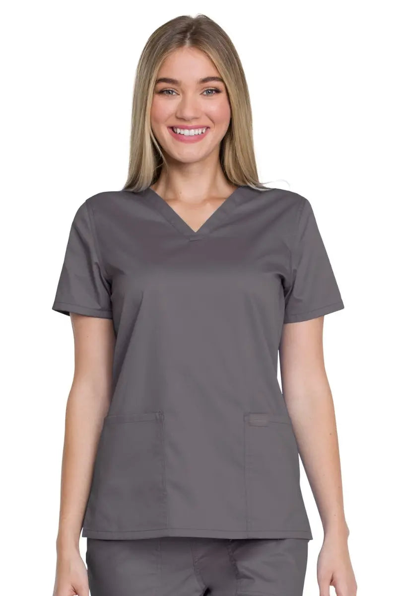 Dickies Industrial Women's V-Neck Scrub Top | Pewter