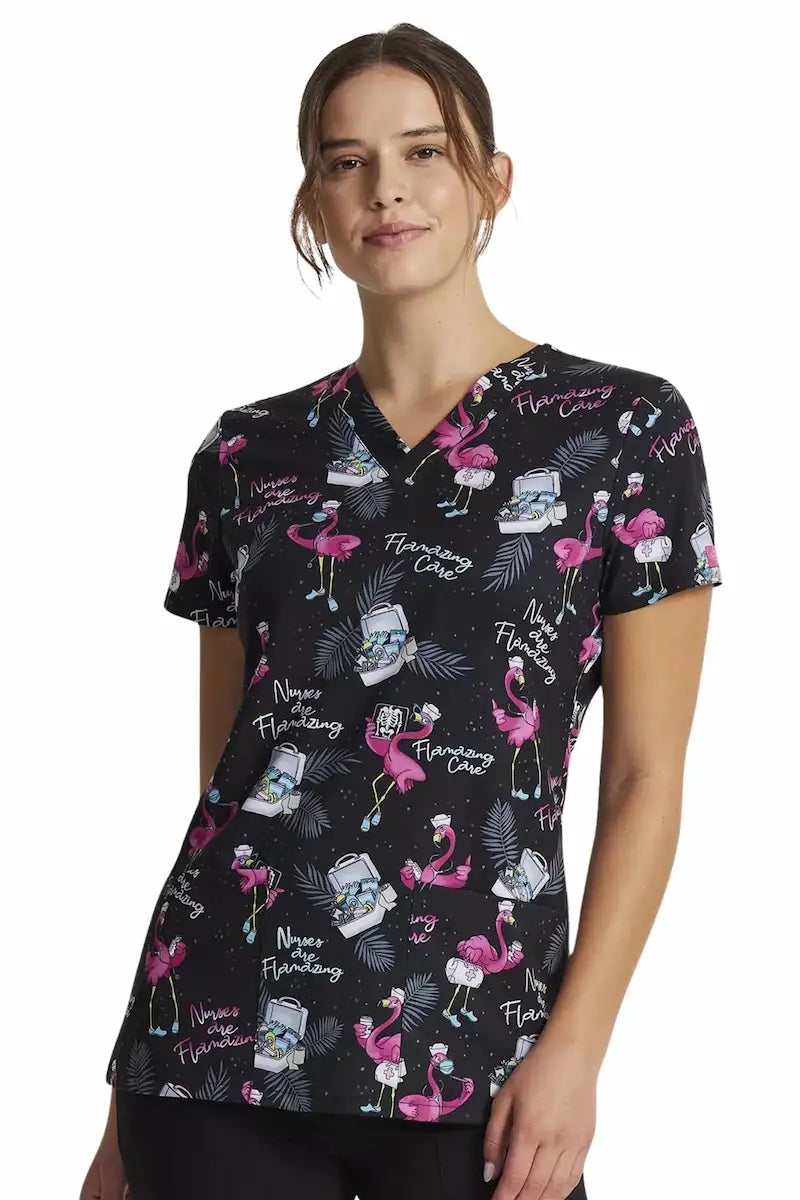 Dickies Women's V-Neck Print Scrub Top | Flamazing Care