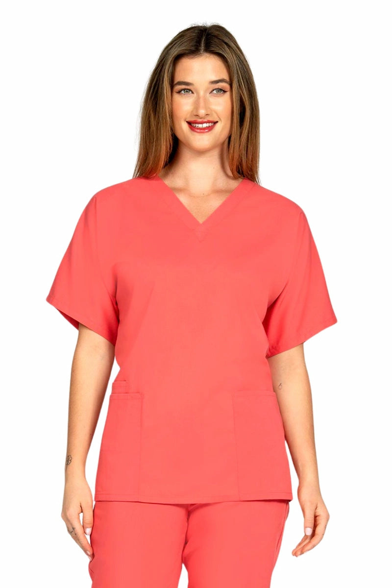 Epic by MedWorks Unisex V-Neck Scrub Top | Coral