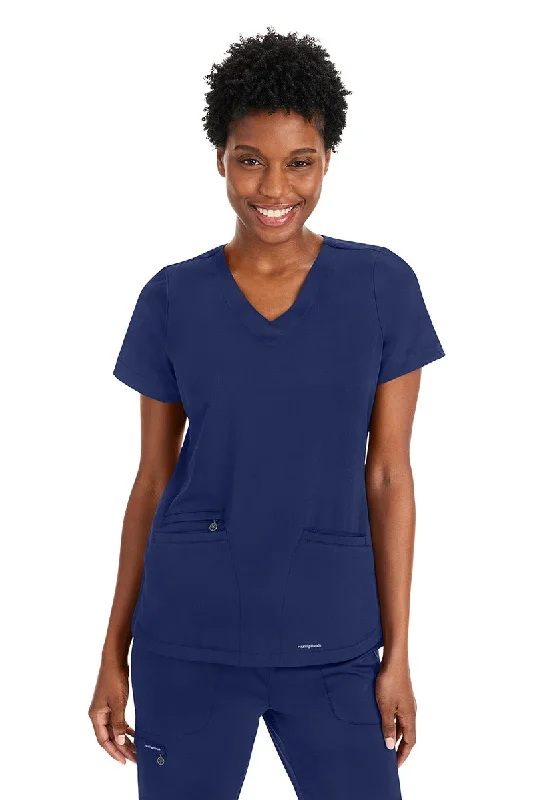 Purple Label Women's Andes Knit Lined V-Neck Scrub Top | Navy