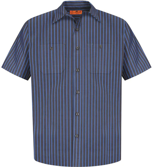 Red Kap Short Sleeve Striped Industrial Work Shirt