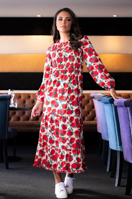 Dove Red Floral Dress