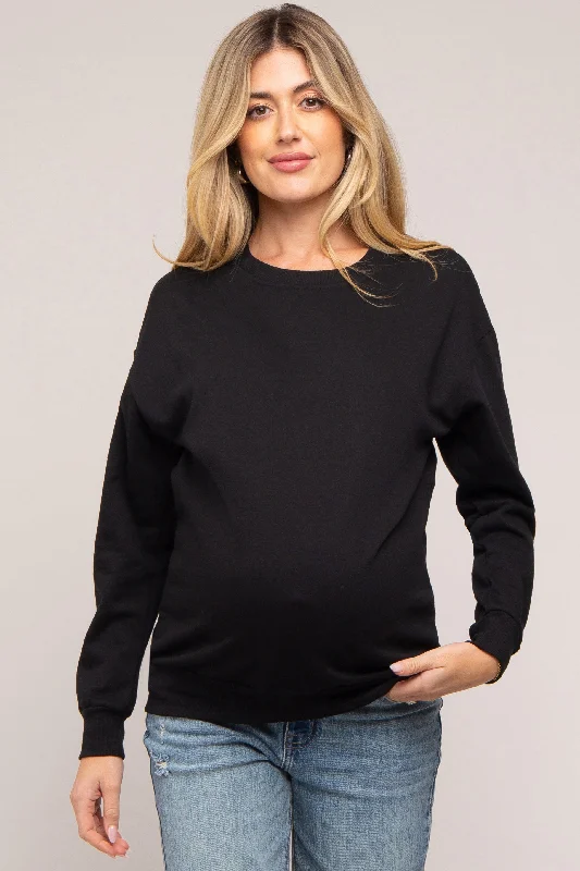 Black Pullover Maternity Sweatshirt