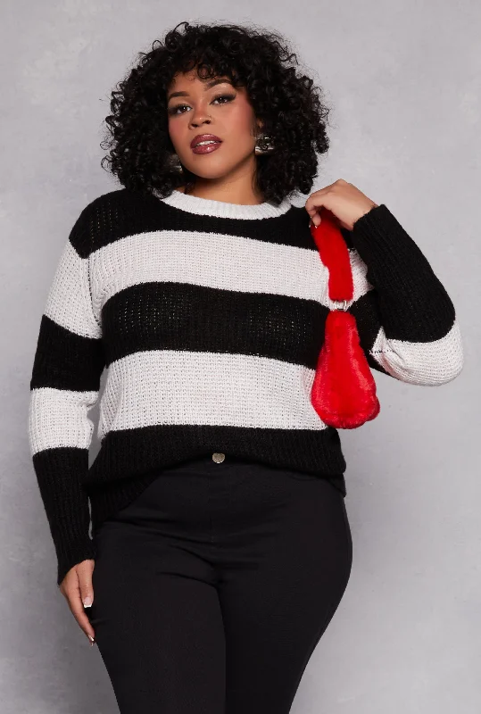 Plus Size Striped Pullover Sweater