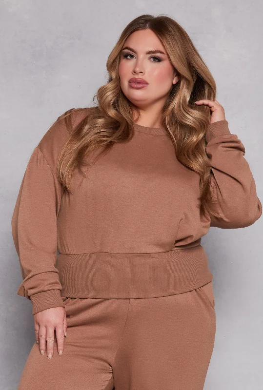 Plus Size Fleece Pullover Sweatshirt