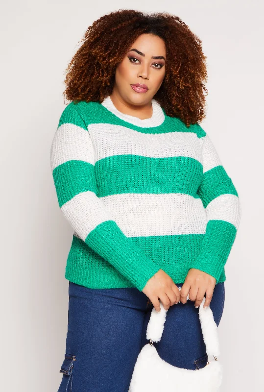 Plus Size Striped Pullover Sweater