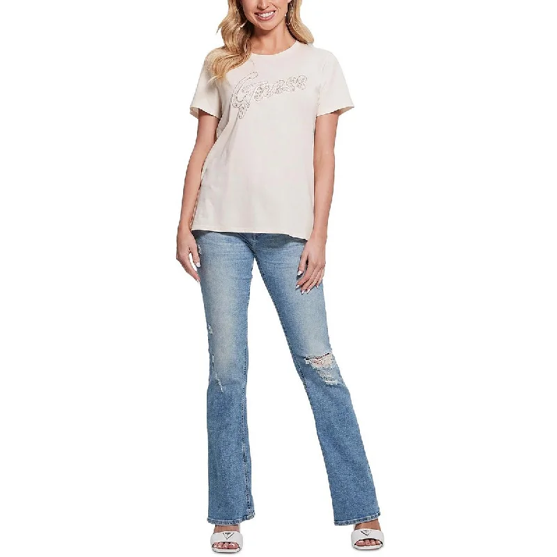 Guess Womens Cotton Logo Pullover Top