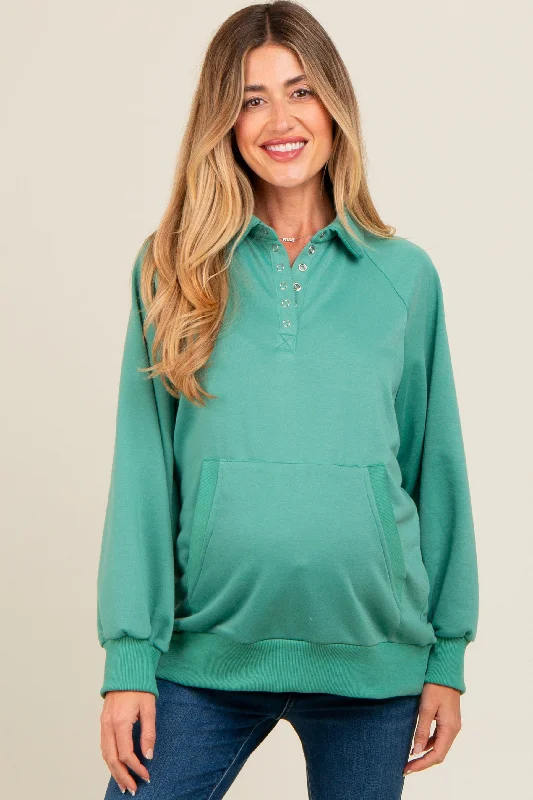 Jade Collared Snap Button Maternity Pullover