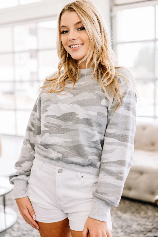 Make Yourself Happy Light Gray Camo Pullover