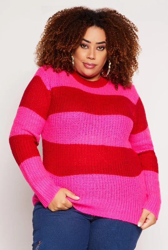 Plus Size Striped Pullover Sweater