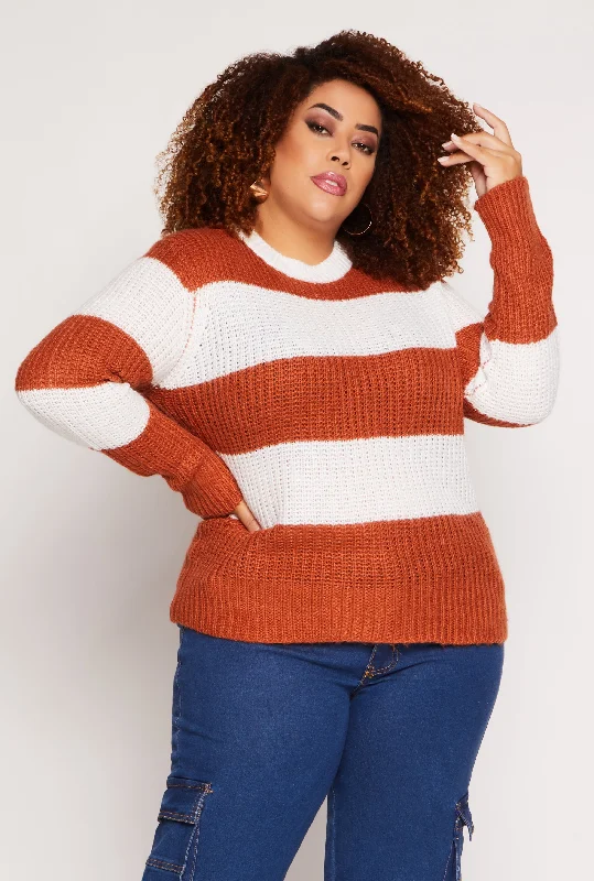 Plus Size Striped Pullover Sweater