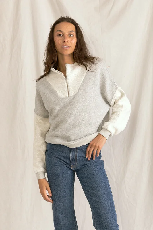 PERFECTWHITETEE TYRA MIXED FLEECE 1/4 ZIP PULLOVER